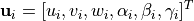 {\mathbf u}_i = [ u_i, v_i, w_i, \alpha_i,
\beta_i, \gamma_i ]^T