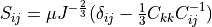 S_{ij} = \mu J^{-\frac{2}{3}}(\delta_{ij} -
\frac{1}{3}C_{kk}C_{ij}^{-1})