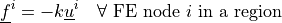 \ul{f}^i = -k \ul{u}^i \quad \forall \mbox{ FE node } i
\mbox{ in a region }