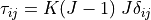 \tau_{ij} = K(J-1)\; J
\delta_{ij}