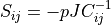 S_{ij} = -p J C_{ij}^{-1}