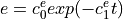 e = c^e_0 exp(-c^e_1 t)